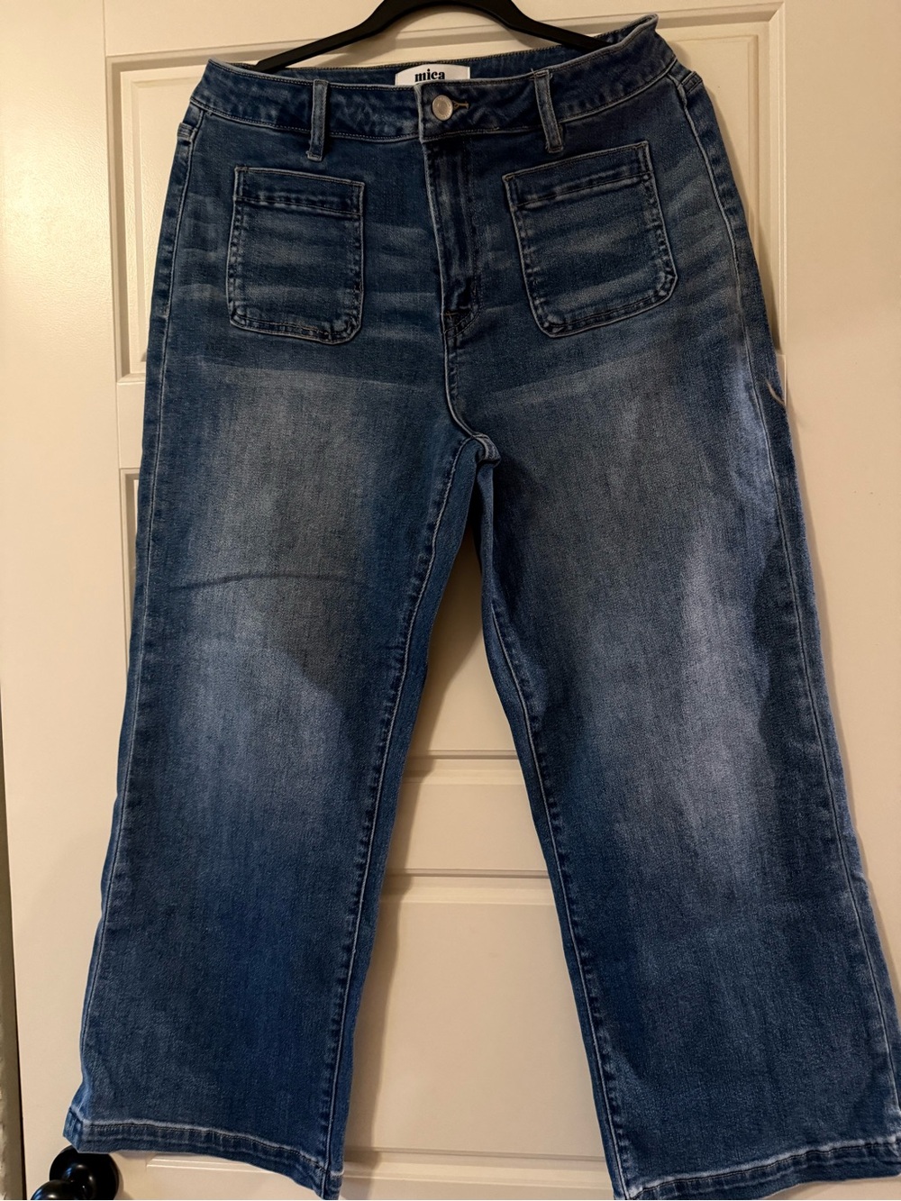 Mica Dark Blue Wide-Leg Women’s Jeans with Front Patch Pockets
